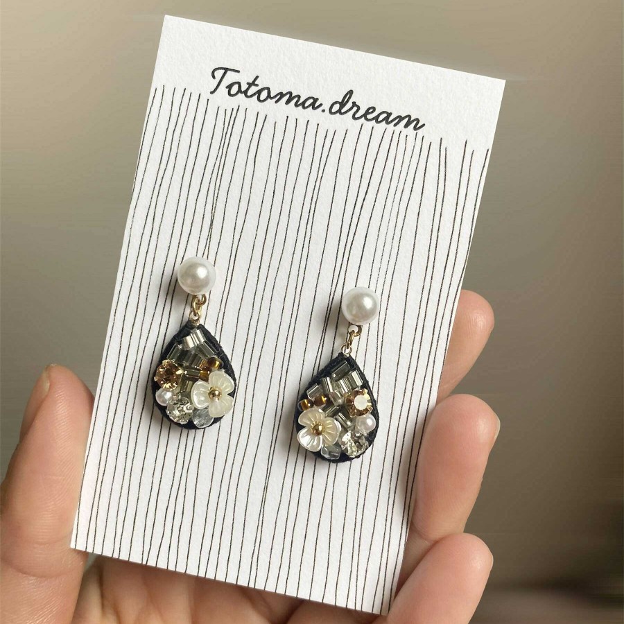 Gifts Totoma.Dream | Pendant Crystal Embroidery Earrings {Waterdrop}