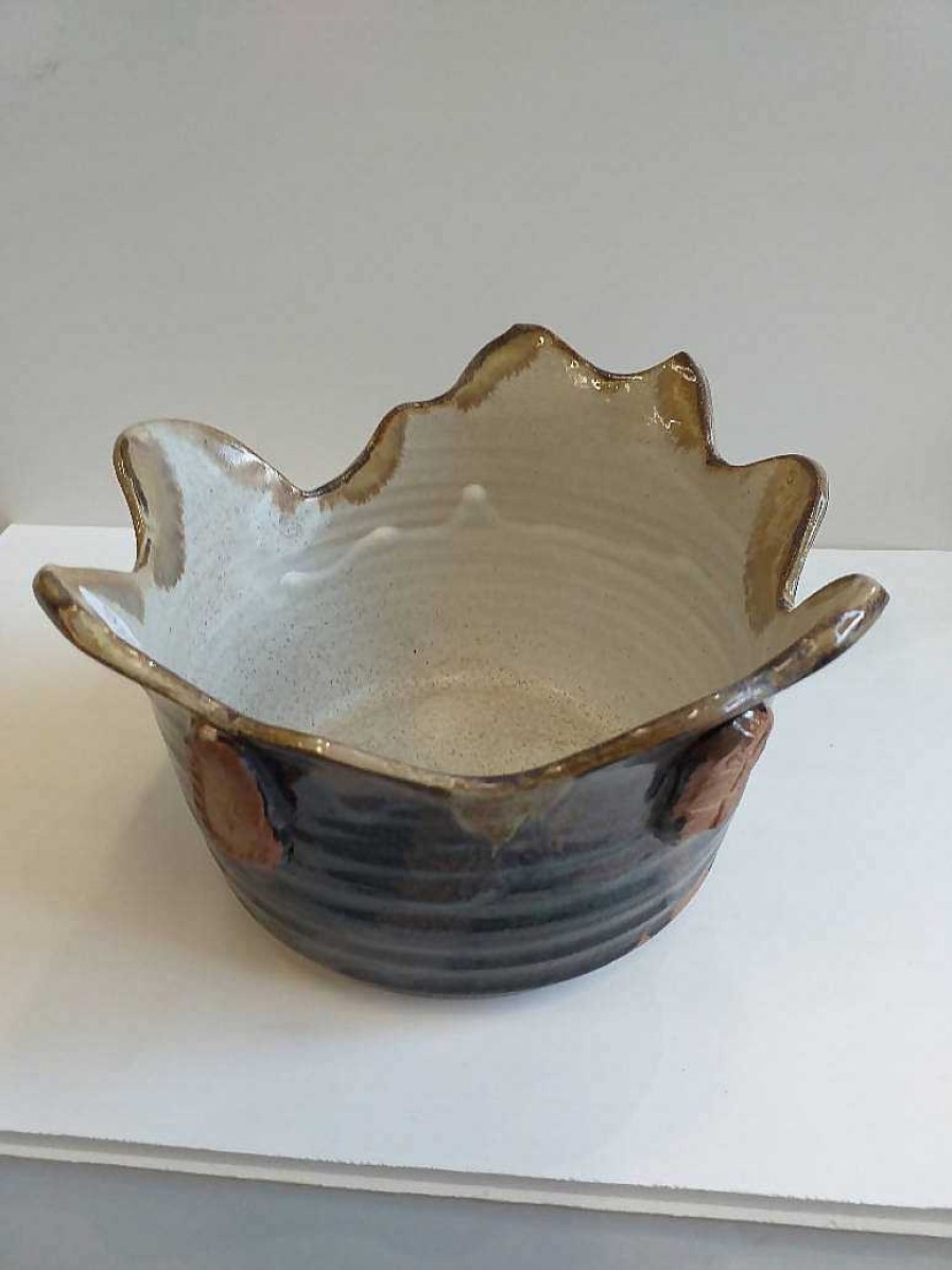 Ceramics & Pottery Pampa Ceramics | Pc14 Sculptured Bowl / And Holed Glass Bottomed