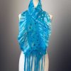 Accessories RP Felt Creations | Nuno Felt Scarf Blue Ruffle Scarf With Lace Effect In The Middle