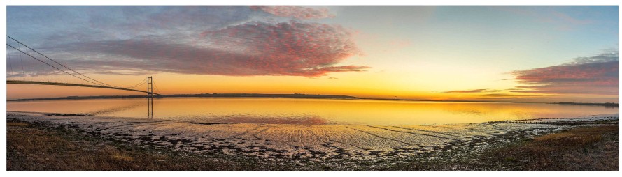 Gifts Sally Meyer Photography | Humber Sunset Panorama Framed Print - Black Wooden Frame.