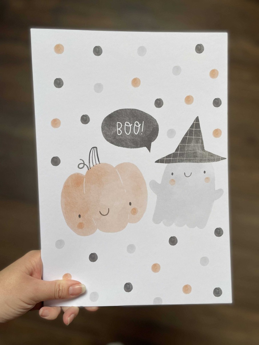 Gifts Ada Rose Design | A4 Halloween Pumpkin And Ghost Print