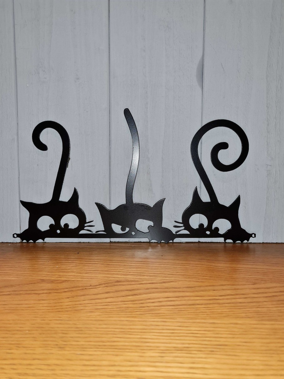 Gifts Westfield Oak Design | Large Black Three Cat Wall Hanging