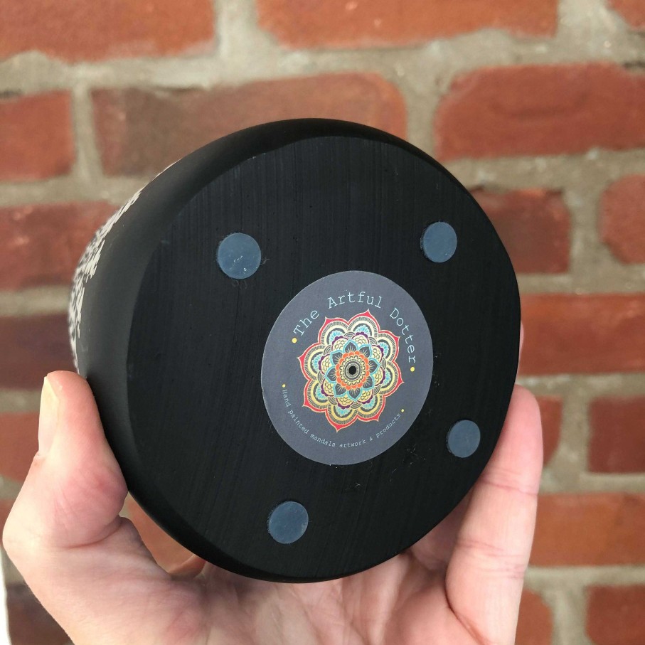 Gifts The Artful Dotter | Hand Painted Dot Mandala Boho Soap Dispenser: Williamsburg Blue With Black