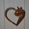 Gifts Westfield Oak Design | Metal Rusty Heart Cat 1059