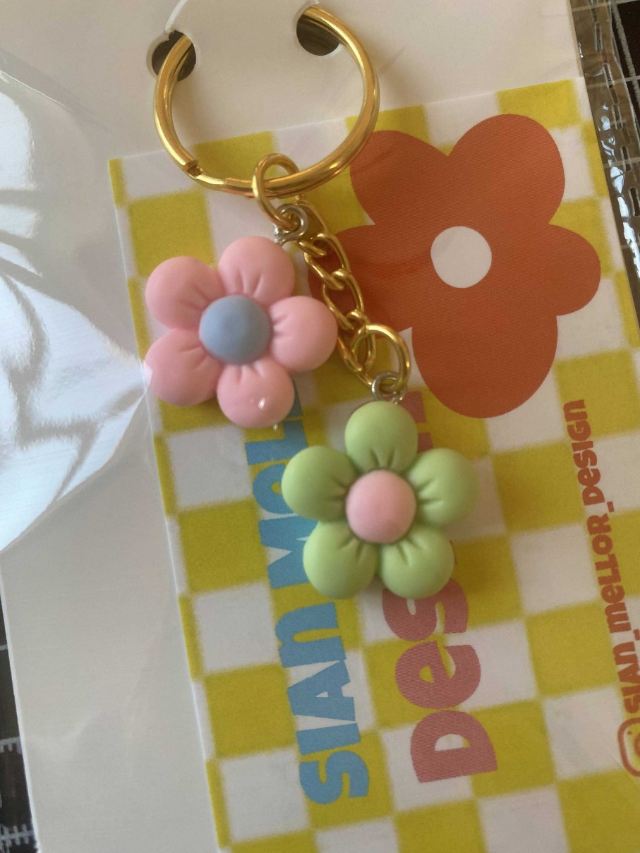 Accessories The Mellors Create | Flower Keyring Pink And Green