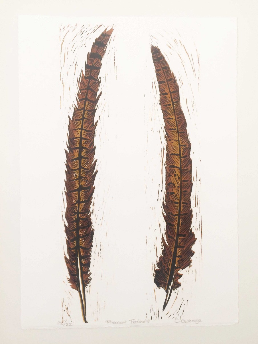 Gifts The Northern Printcess | Pheasant Feathers - Lino Print