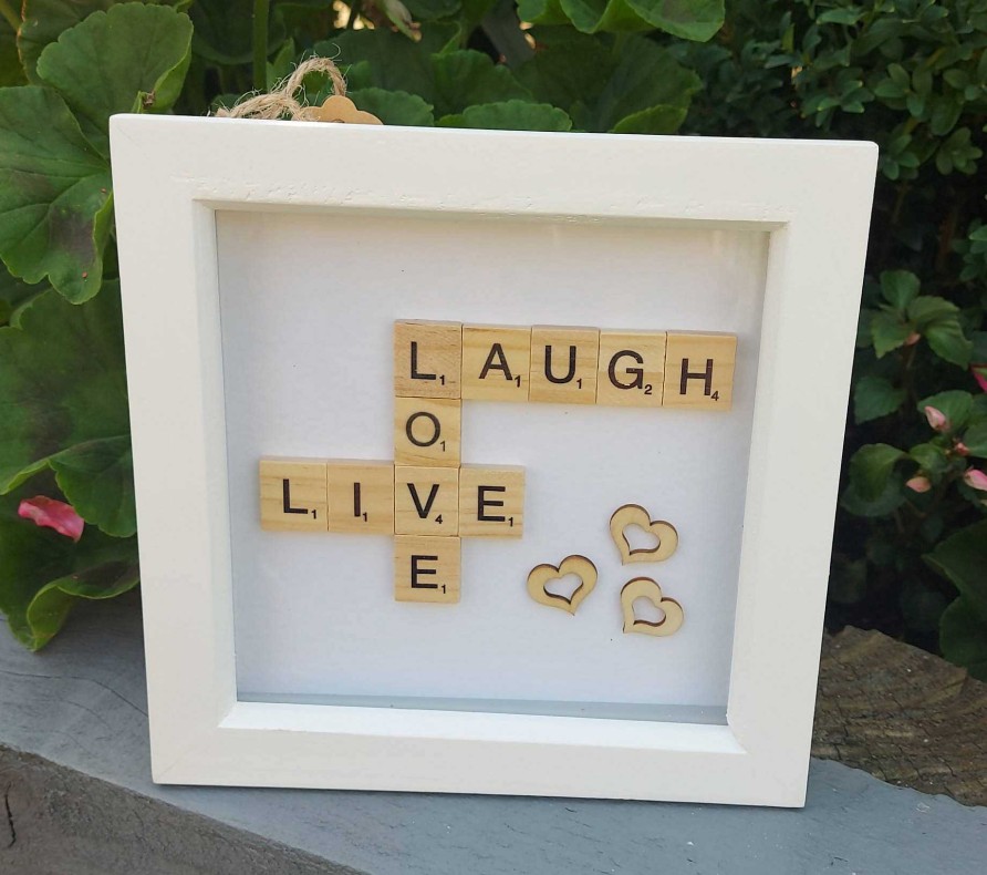 Gifts My Word Art Creations | Laugh, Live, Love Small Scrabble Artwork