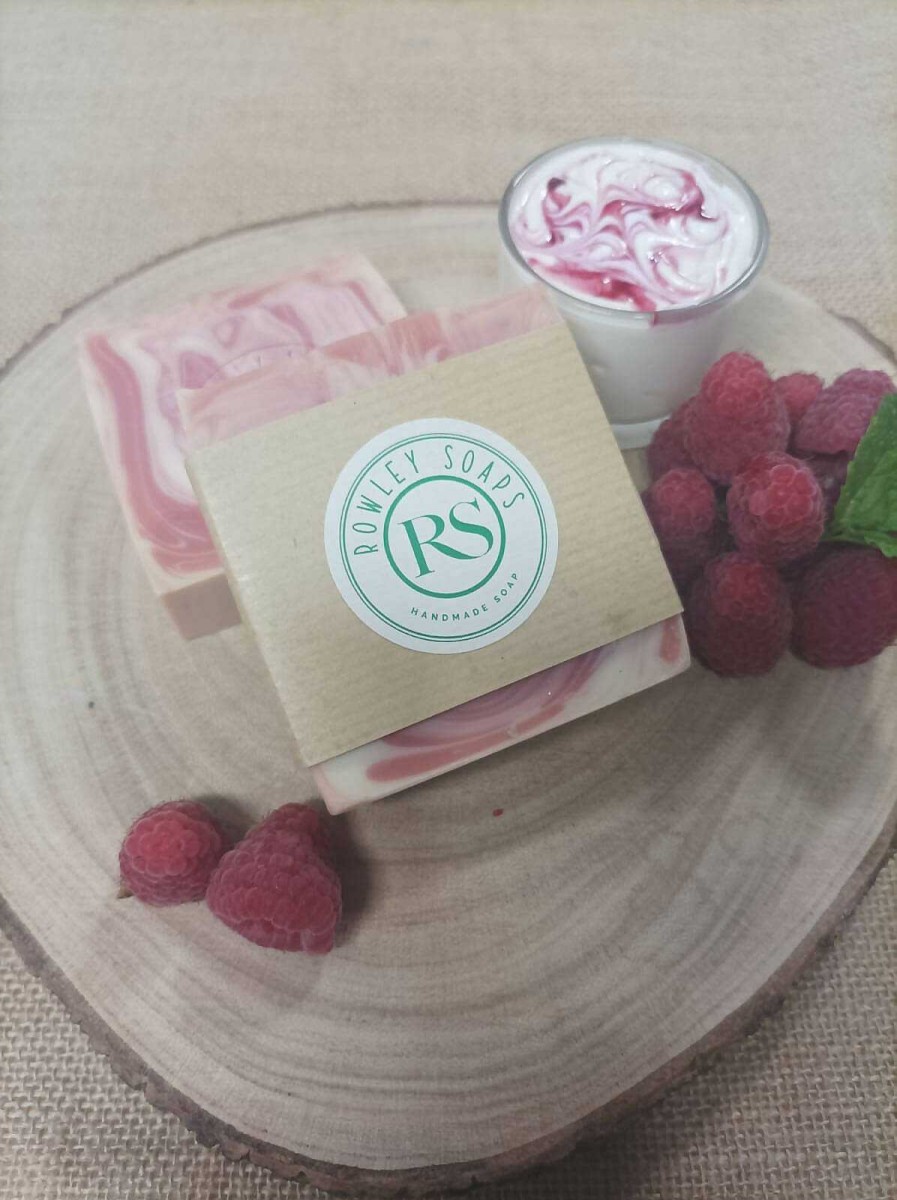 Bath & Body Rowley Soaps | Raspberry Ripple Cold Processed Soap Bar