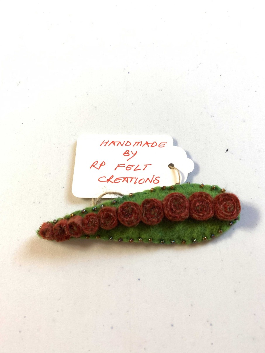 Accessories RP Felt Creations | Felt Brooch Christmas Leaf