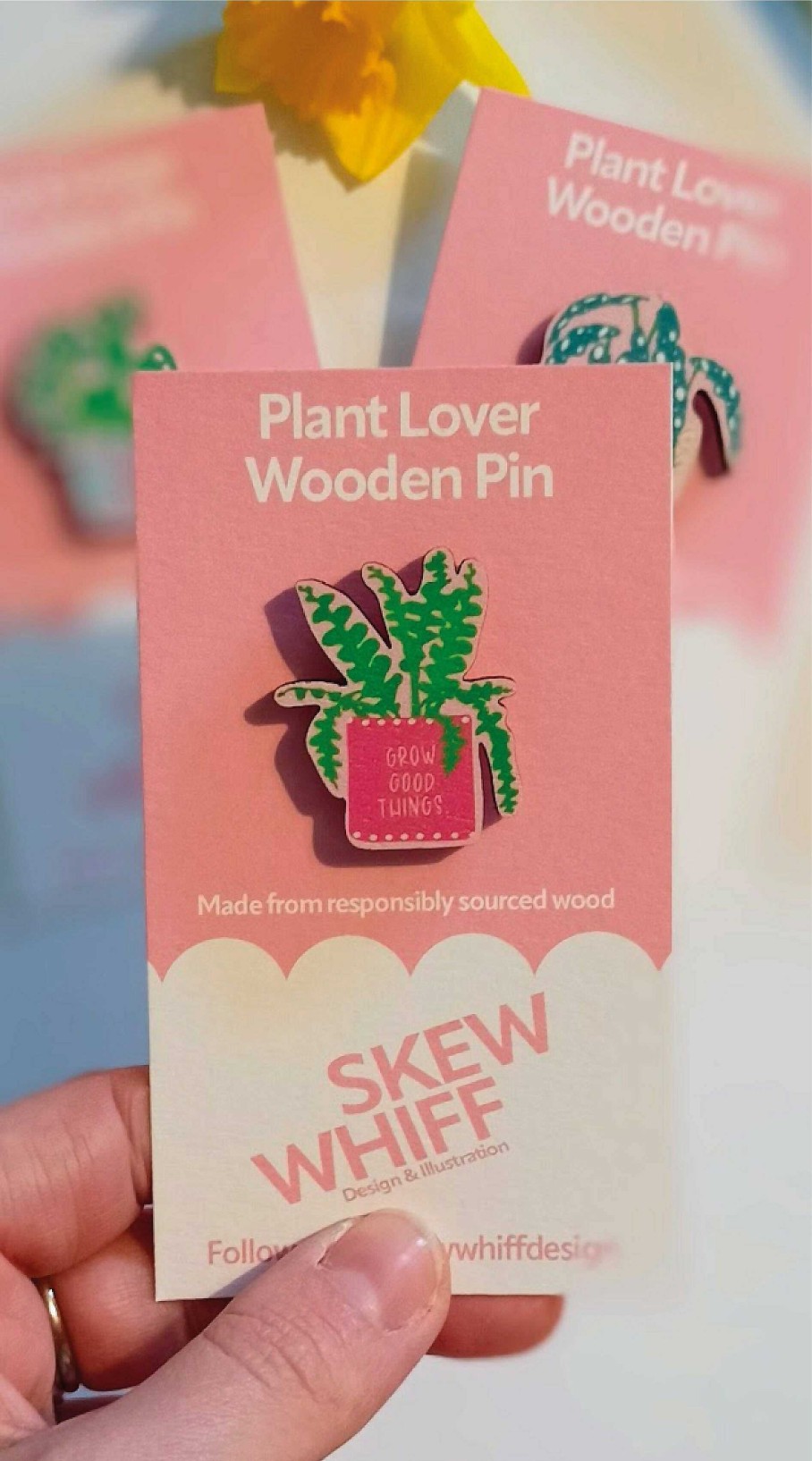 Accessories Skew Whiff Design & Illustration | Grow Good Things Wooden Pin Badge