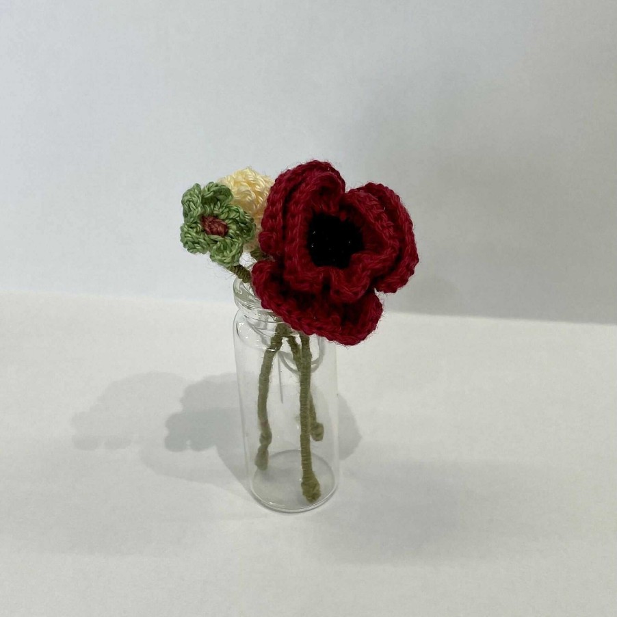 Accessories The Little Yarn Garden | Miniature Crochet Flower Posy In A Glass Vase