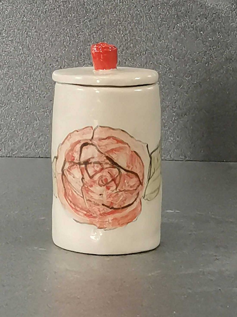 Ceramics & Pottery Kissed Frog Pottery | Red Bloom Keepsake Pot