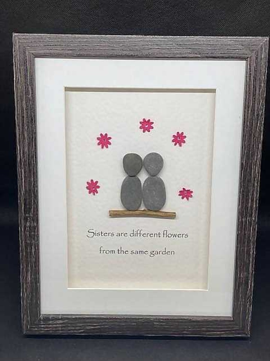 Gifts Pebble Art Design | Sisters Are Different Flowers- Medium