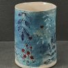 Ceramics & Pottery Kissed Frog Pottery | 0186 Blue Textured Flowers Vase