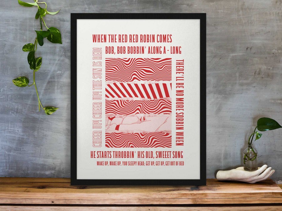 Gifts Originallyt Designs | Hull Kr - Inspired Psychedelic 'Red Red Robin' Lyrics Art Print In White