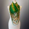 Accessories RP Felt Creations | Nuno Felt Scarf Green/ Olive Loop At The End