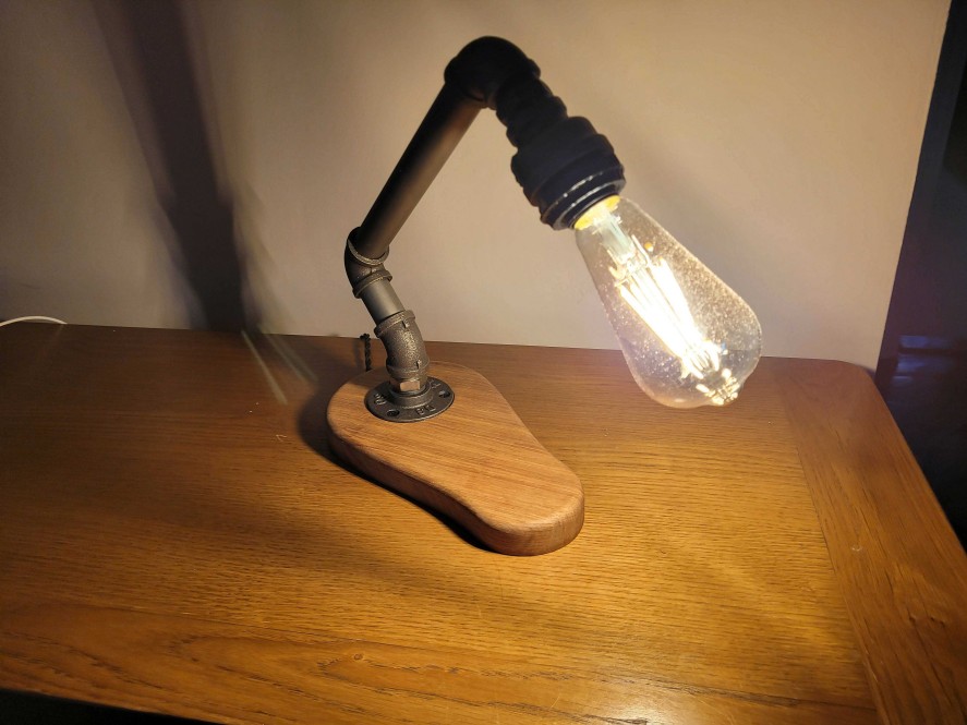 Gifts Westfield Oak Design | Oak Industrial Lamp With Vintage Bulb - 1040