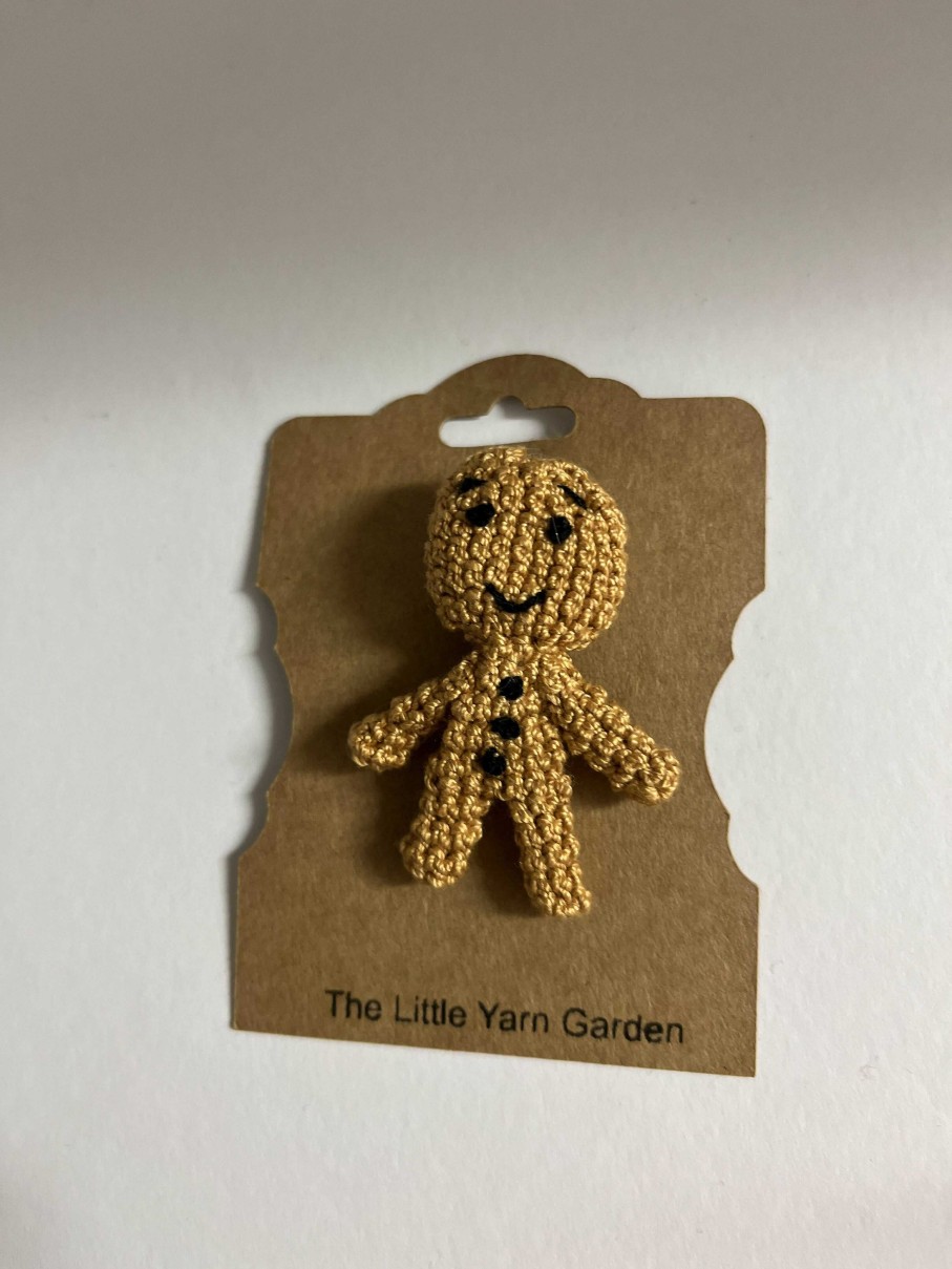 Accessories The Little Yarn Garden | Crochet Gingerbread Man Brooch