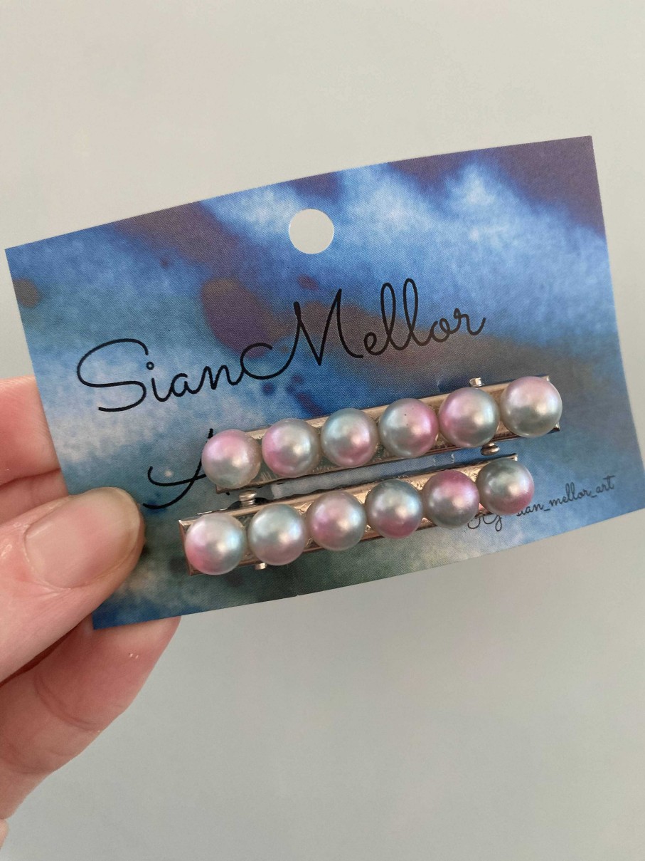 Accessories The Mellors Create | Pink / Blue Pearlescent Hair Clips Set Of 2