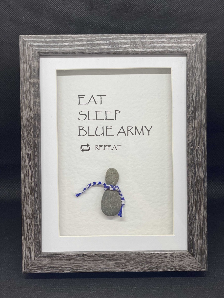 Gifts Pebble Art Design | Eat Sleep Blue Army Football - Small