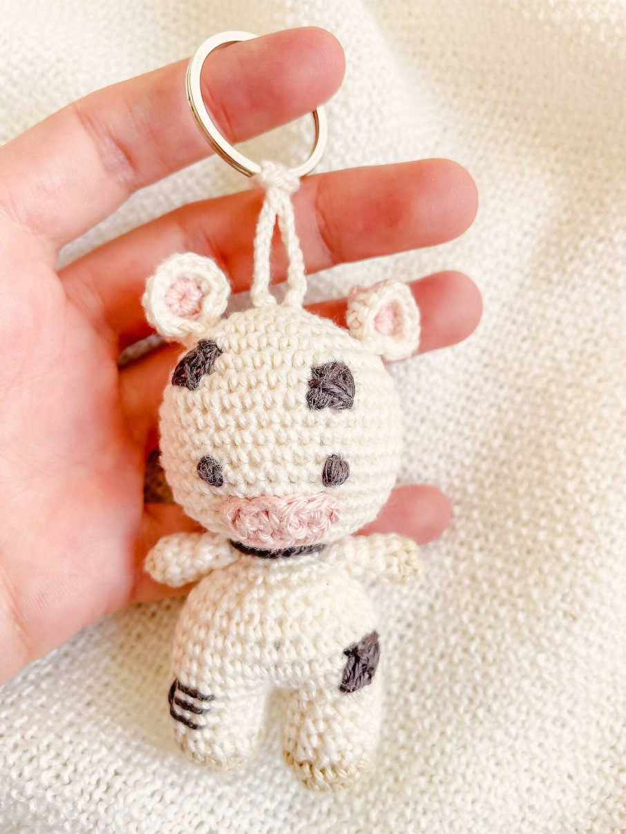 Gifts Miniwhale Studio | Hand-Made Crochet Cow Keychain / Ukca-Ce Certified