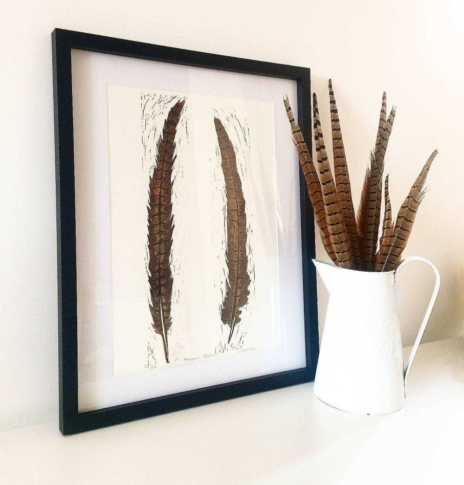 Gifts The Northern Printcess | Pheasant Feathers - Lino Print