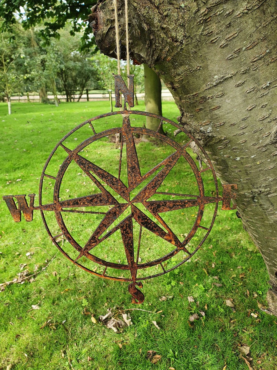 Gifts Westfield Oak Design | Metal Rusty Compass 1063