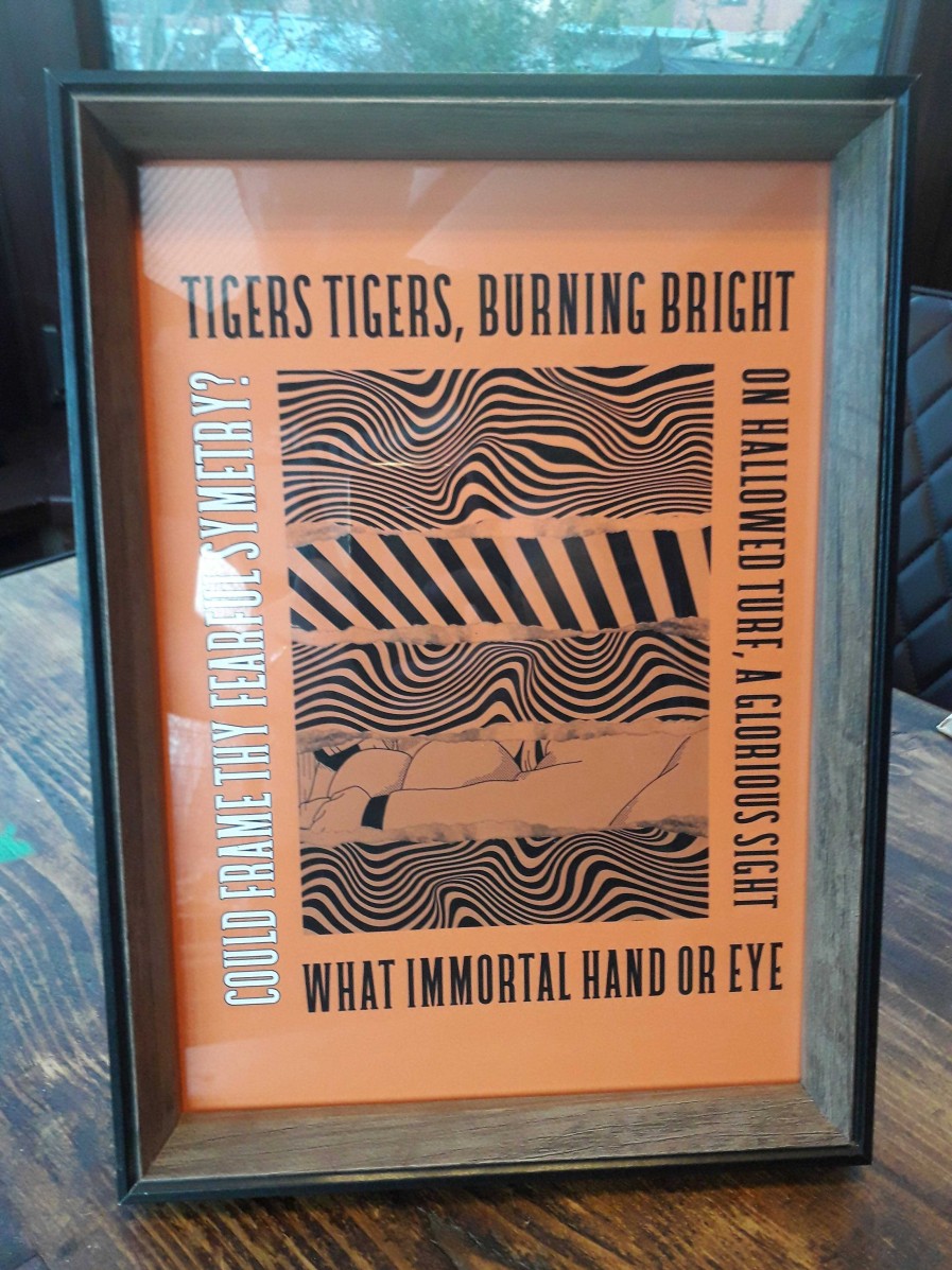 Gifts Originallyt Designs | Hull City 'Tigers Tigers' Lyrics - A4 Art Print In Black, Amber Or White - With Black & Brown Frame