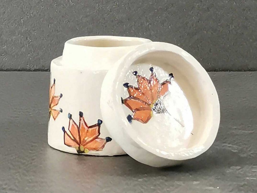 Ceramics & Pottery Kissed Frog Pottery | Spiky Flowers Keepsake Pot