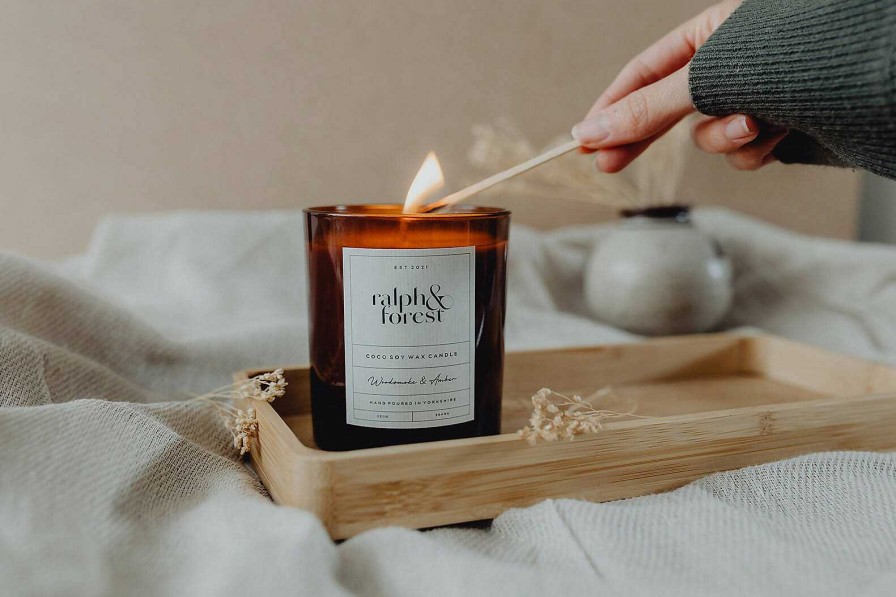 Gifts Ralph & Forest | Woodsmoke & Amber Coco Soy Wax Candle 220G - 50 Hour Burn Time