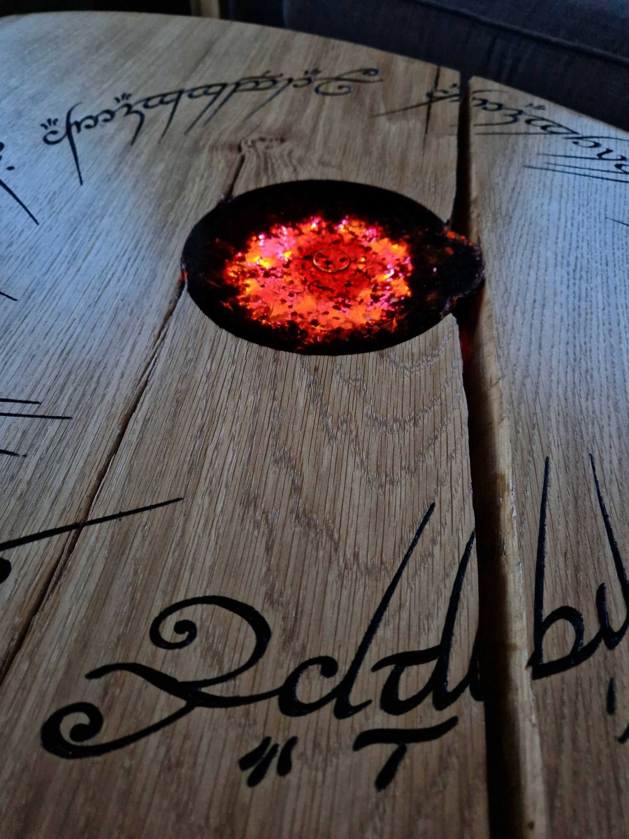 Gifts Westfield Oak Design | Movie Themed Coffee Table With Light Up Ring In Resin