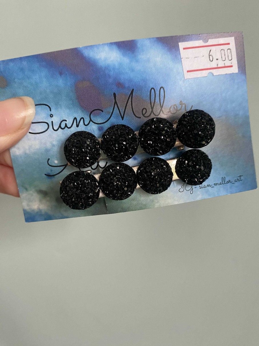 Accessories The Mellors Create | Black Sparkly Hair Clips Set Of 2