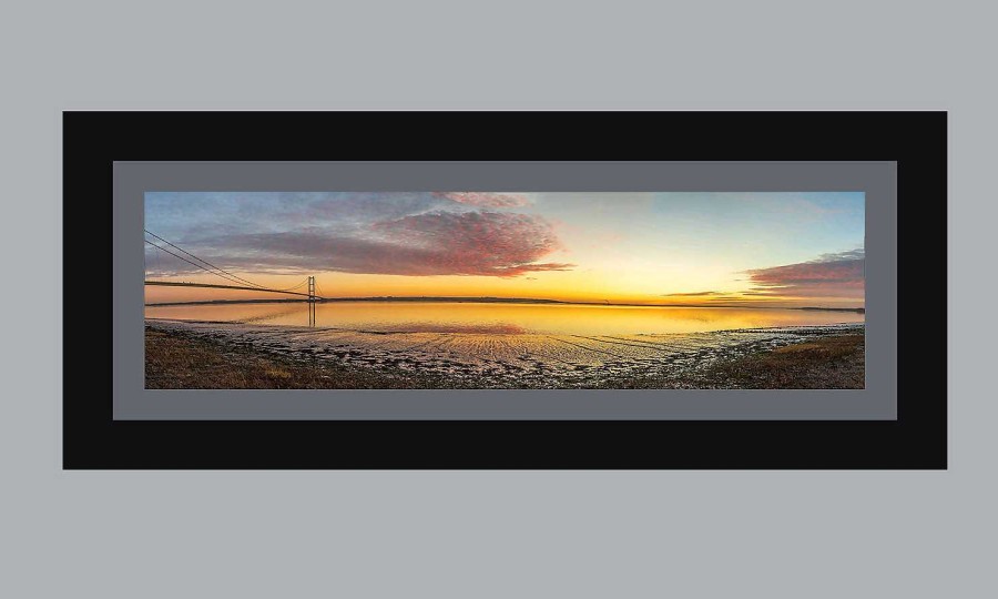 Gifts Sally Meyer Photography | Humber Sunset Panorama Framed Print - Black Wooden Frame.