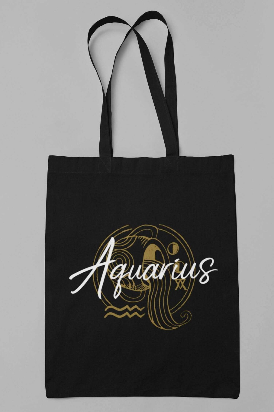 Accessories Originallyt Designs | Aquarius Tote Bag With Gold Design And White Writing