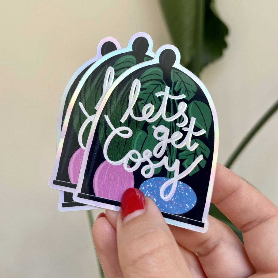 Gifts Hannah Penrose Illustrations | Let'S Get Cosy Holographic Sticker