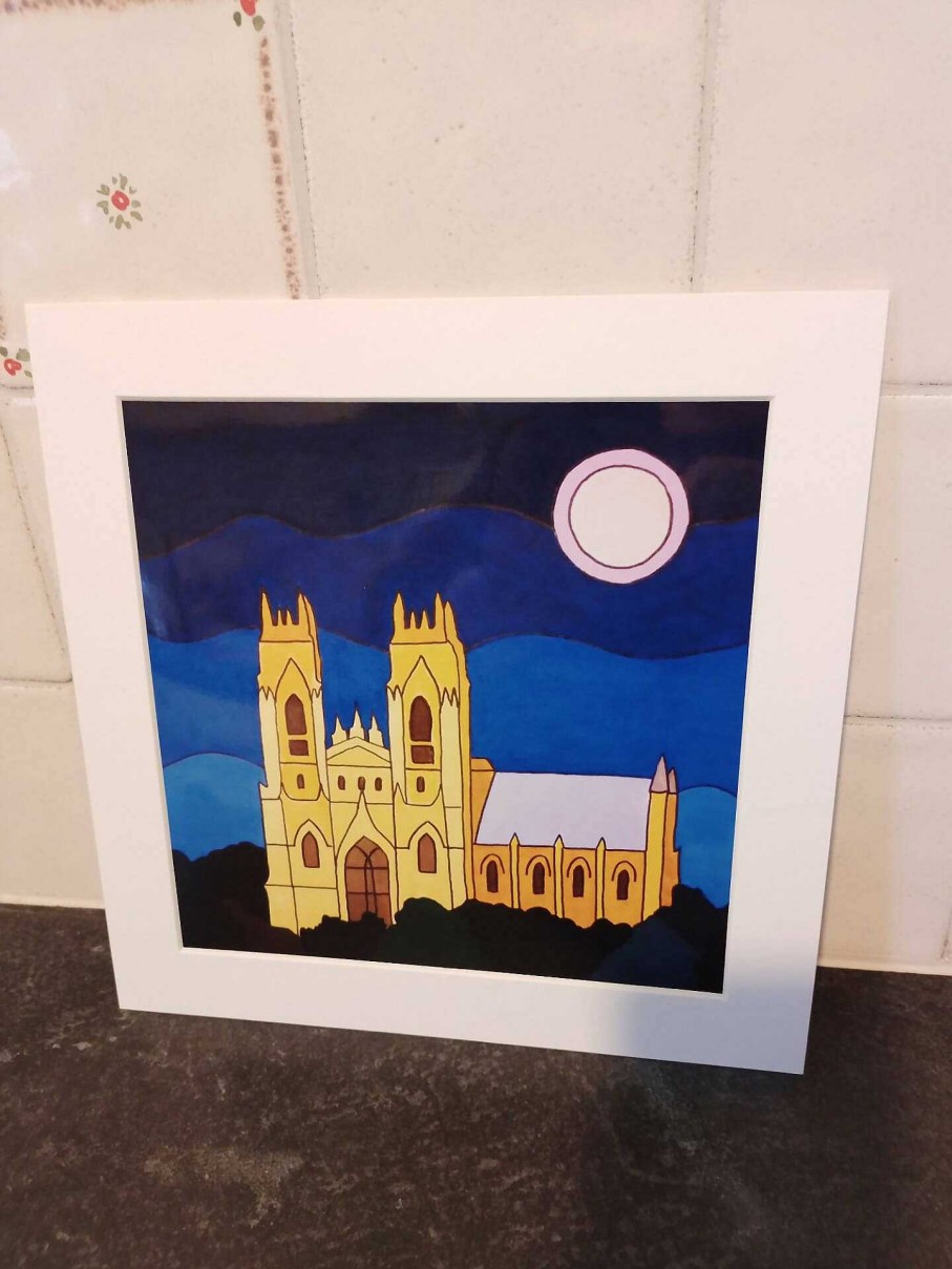 Gifts Kate Marin-Andrew | Mounted Print Of "Moon Over Minster, Beverley"