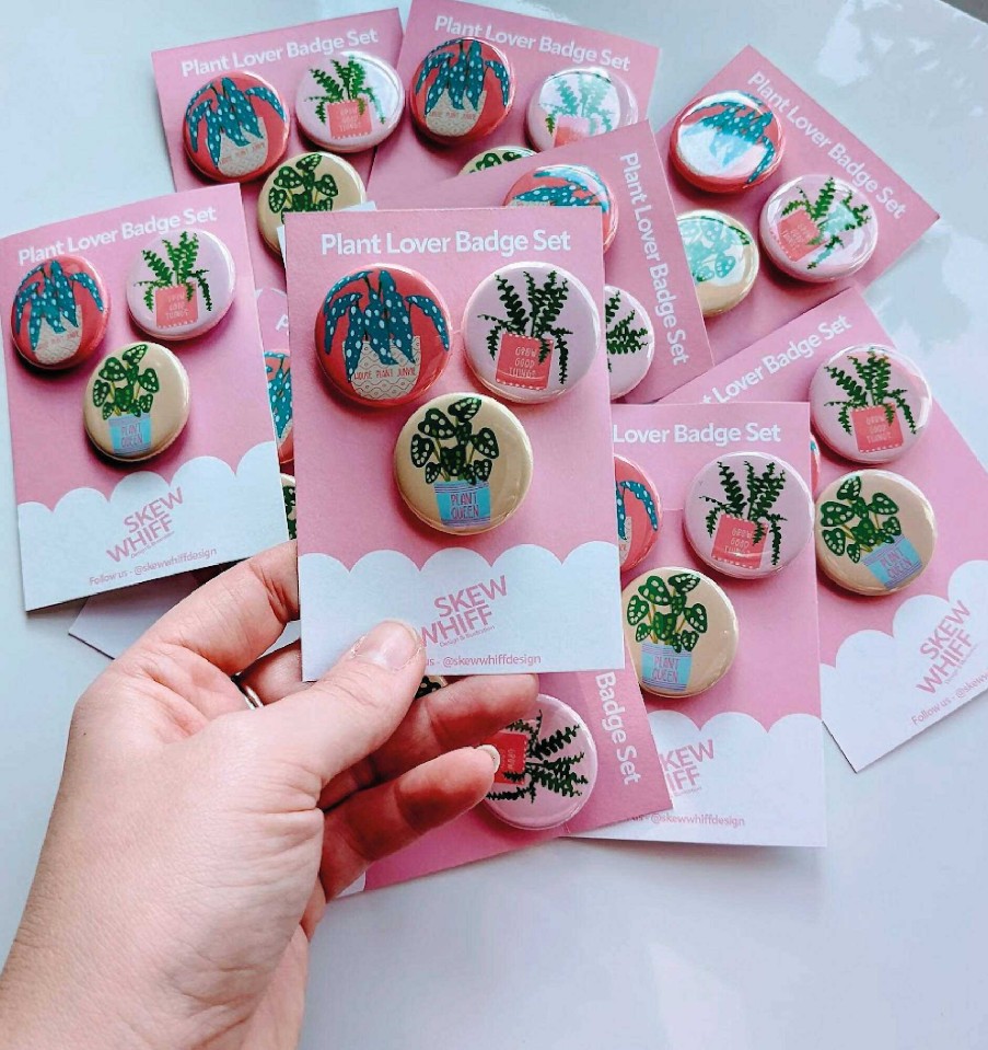 Accessories Skew Whiff Design & Illustration | Plant Lover Badge Set