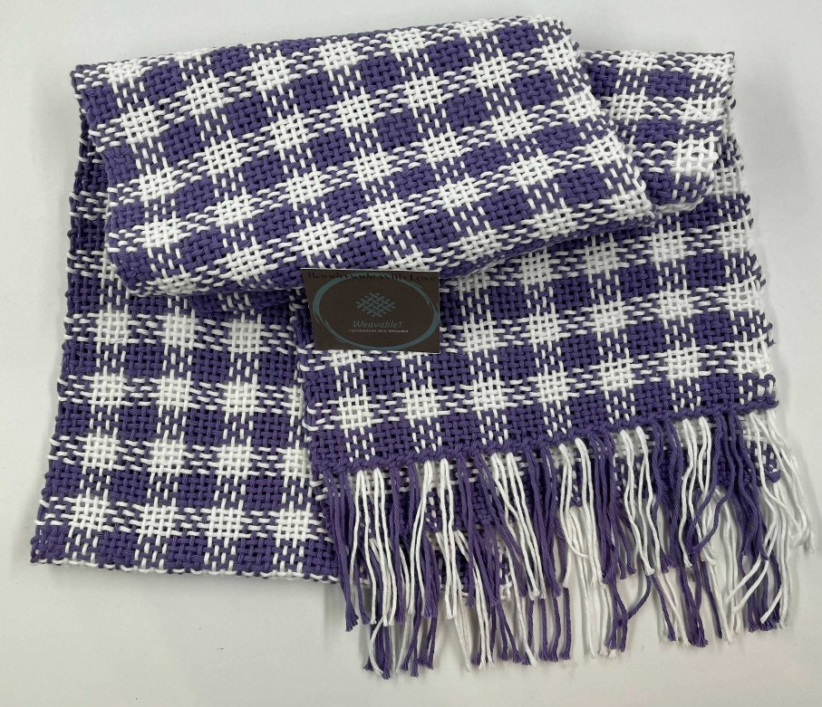 Accessories Weavable1 | Handwoven Lilac/White Check Scarf