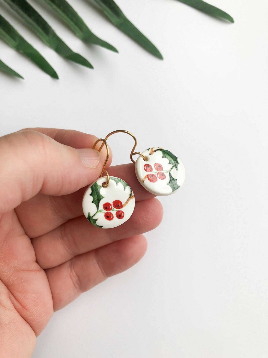 Ceramics & Pottery Clay Blanca - Ceramics | Holly Dangle Earrings