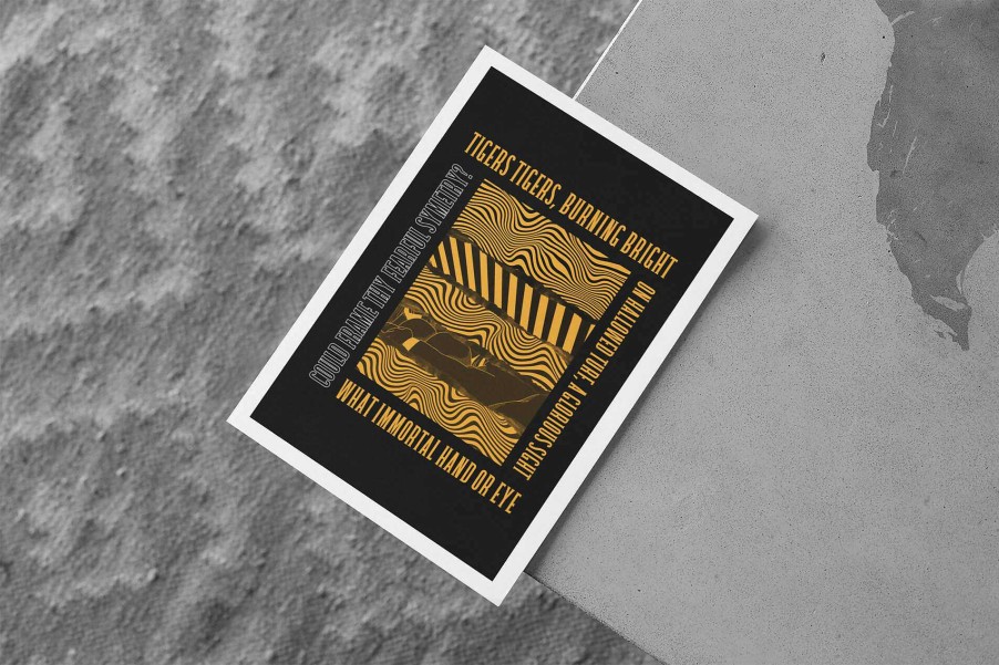 Gifts Originallyt Designs | Hull City - Inspired Psychedelic 'Tigers Tigers' Lyrics Art Print In Black