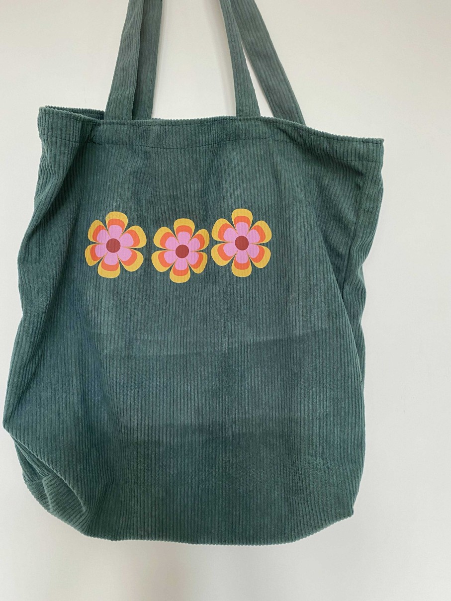 Accessories The Mellors Create | Retro Triple Flower Green Tote