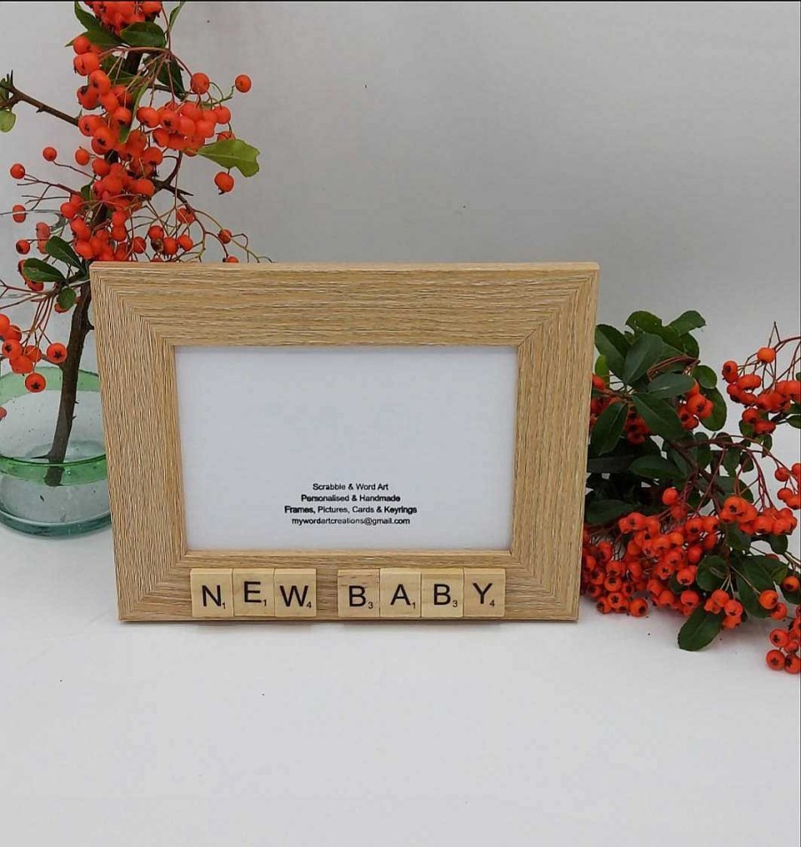 Gifts My Word Art Creations | New Baby 7 X 5 Scrabble Frame