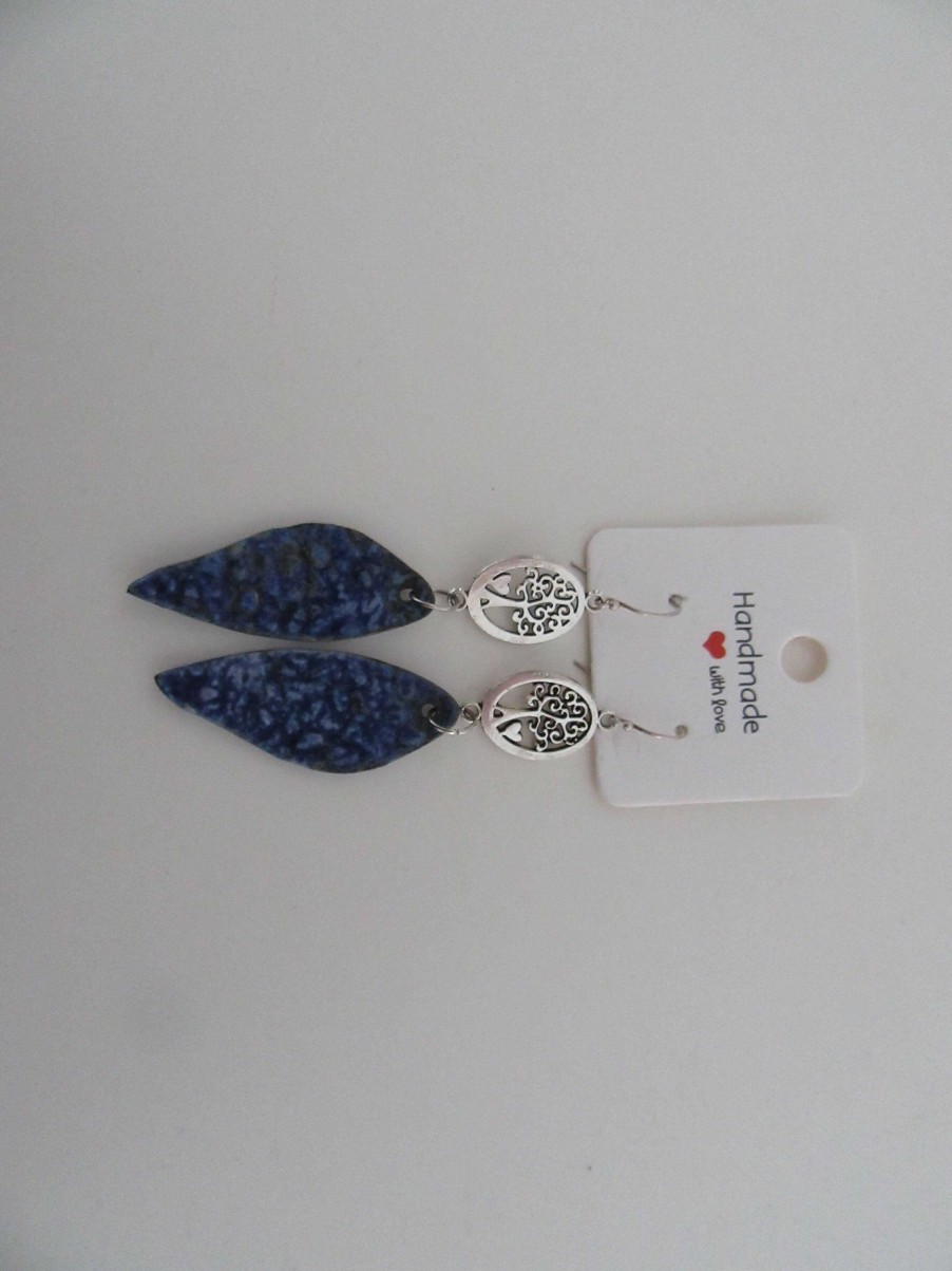 Ceramics & Pottery Down to Earth Ceramics | Blue Leaf Ceramic Earrings