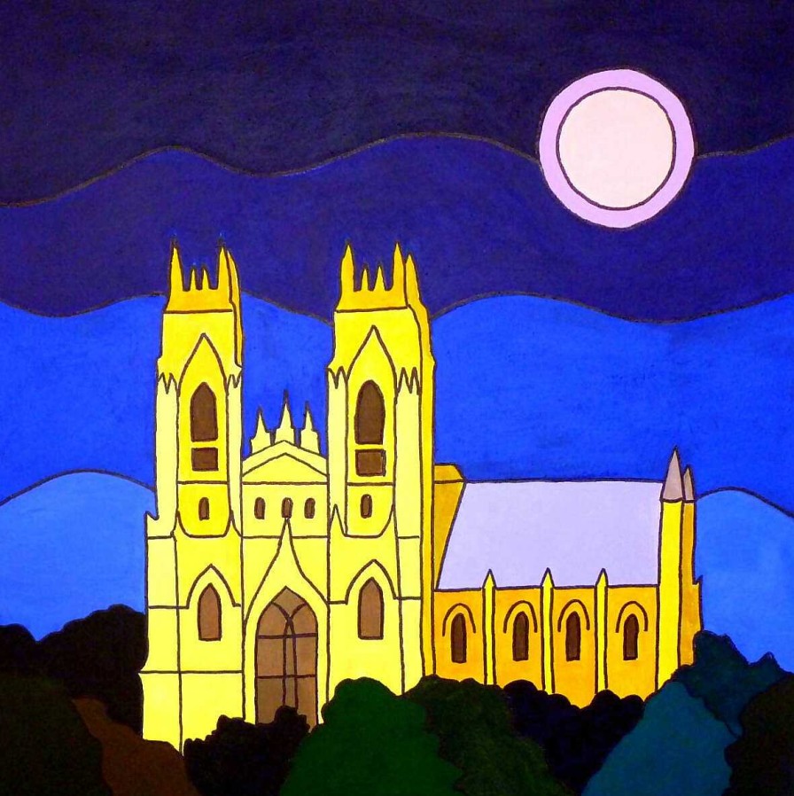 Gifts Kate Marin-Andrew | Mounted Print Of "Moon Over Minster, Beverley"