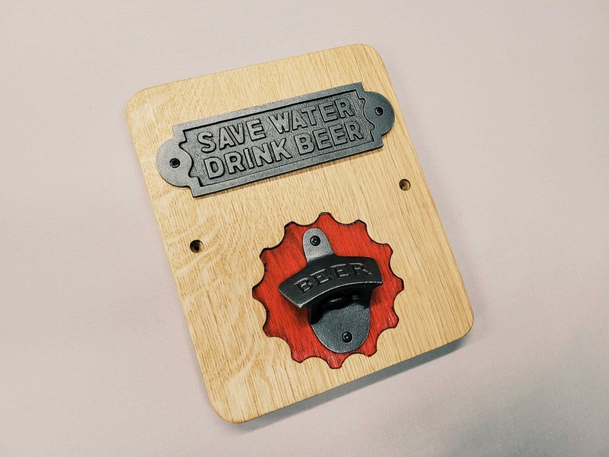 Gifts Westfield Oak Design | Save Water, Drink Beer Wall Mounted Oak Beer Bottle Opener