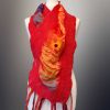 Accessories RP Felt Creations | Nuno Felt Scarf - Red Orange And Grey