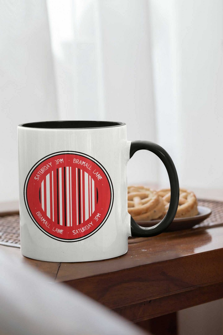 Gifts Originallyt Designs | Sheffield United - Inspired Psychedelic Bar Code Circle Design Mug