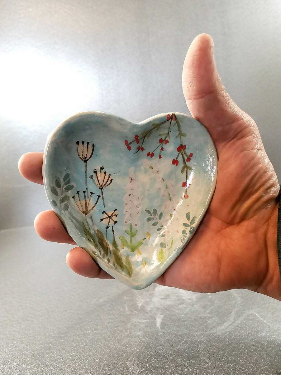 Ceramics & Pottery Kissed Frog Pottery | Heart And Flowers