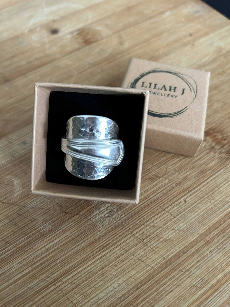 Gifts Lilah J Jewellery | Square Texture Wrap Spoon Ring