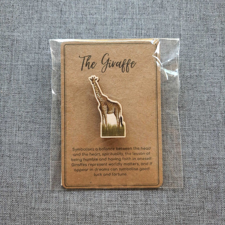 Accessories Lucy Webster Fine Art | Giraffe Wooden Pin Badge